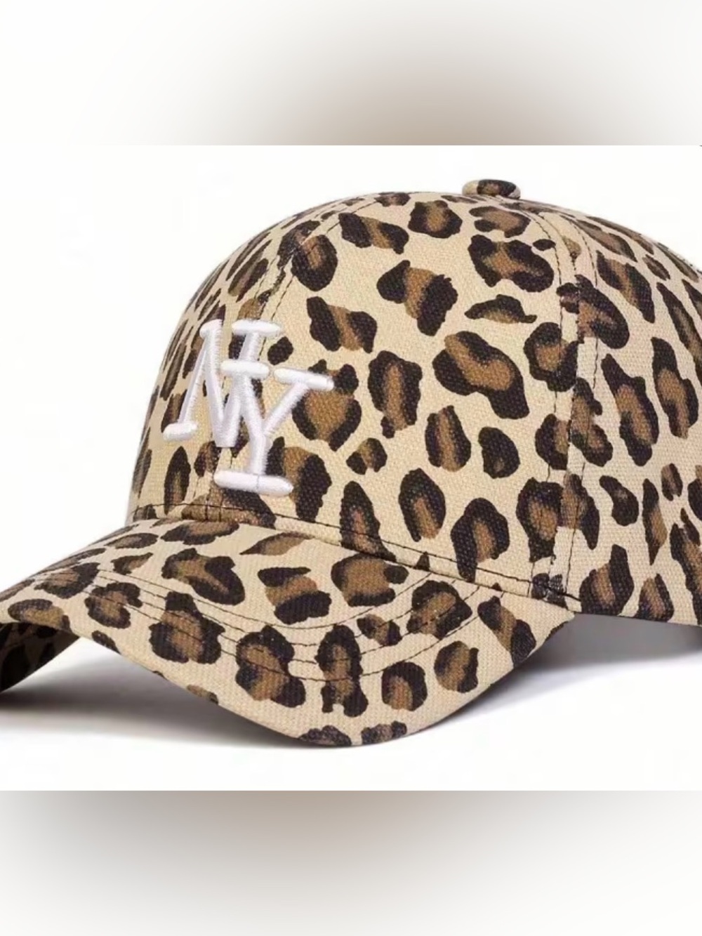 Leopard Print Kids Baseball Cap with White Embroidered Logo